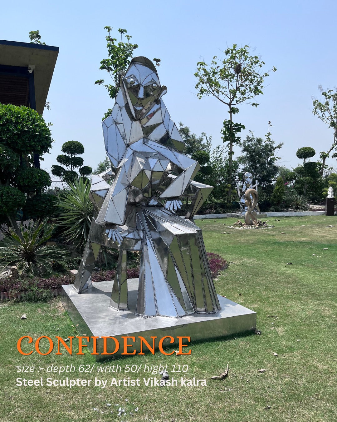 Confidence Steel Sculpture by Vikash Kalra | Contemporary Stainless Steel Art