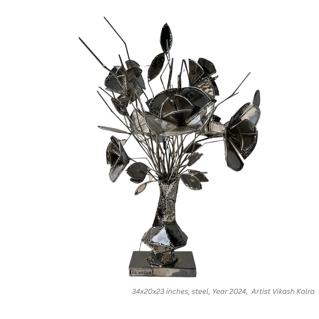 Silver Abstract Metal Sculpture