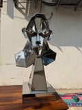Geometric Metal Face Sculpture