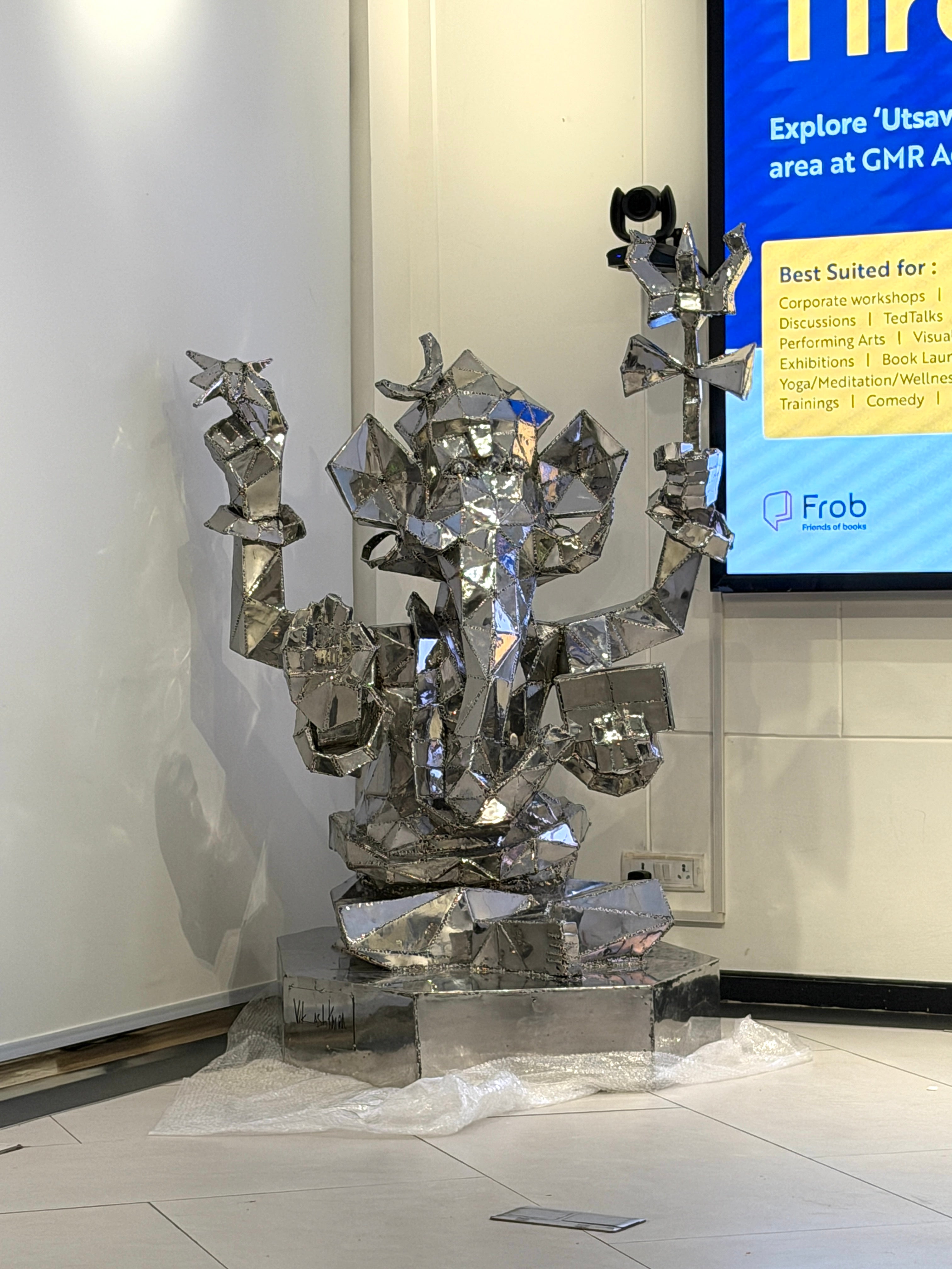 Modern Lord Ganesha Stainless Steel Sculpture by Artist Vikash Kalra