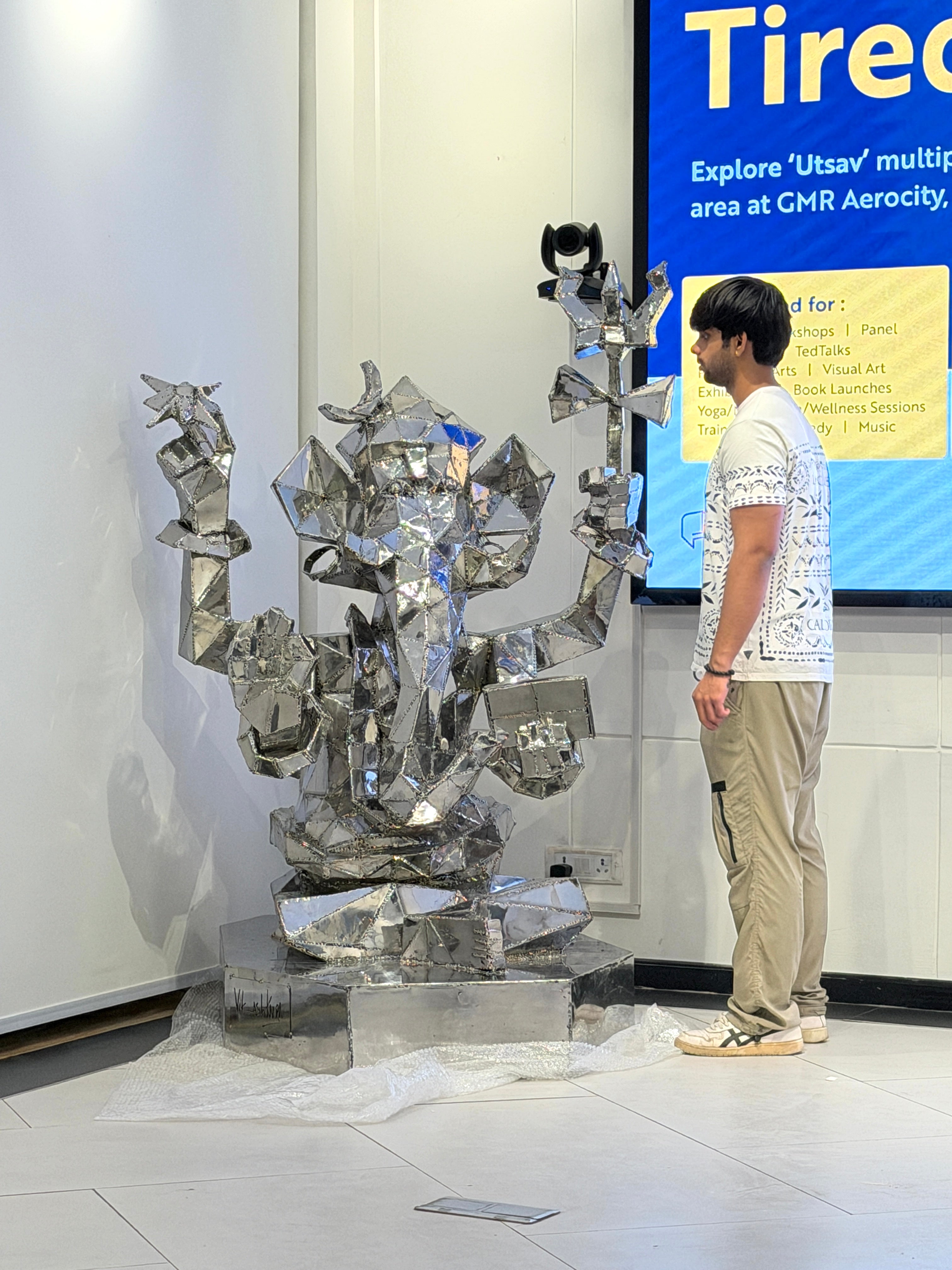 Modern Lord Ganesha Stainless Steel Sculpture by Artist Vikash Kalra