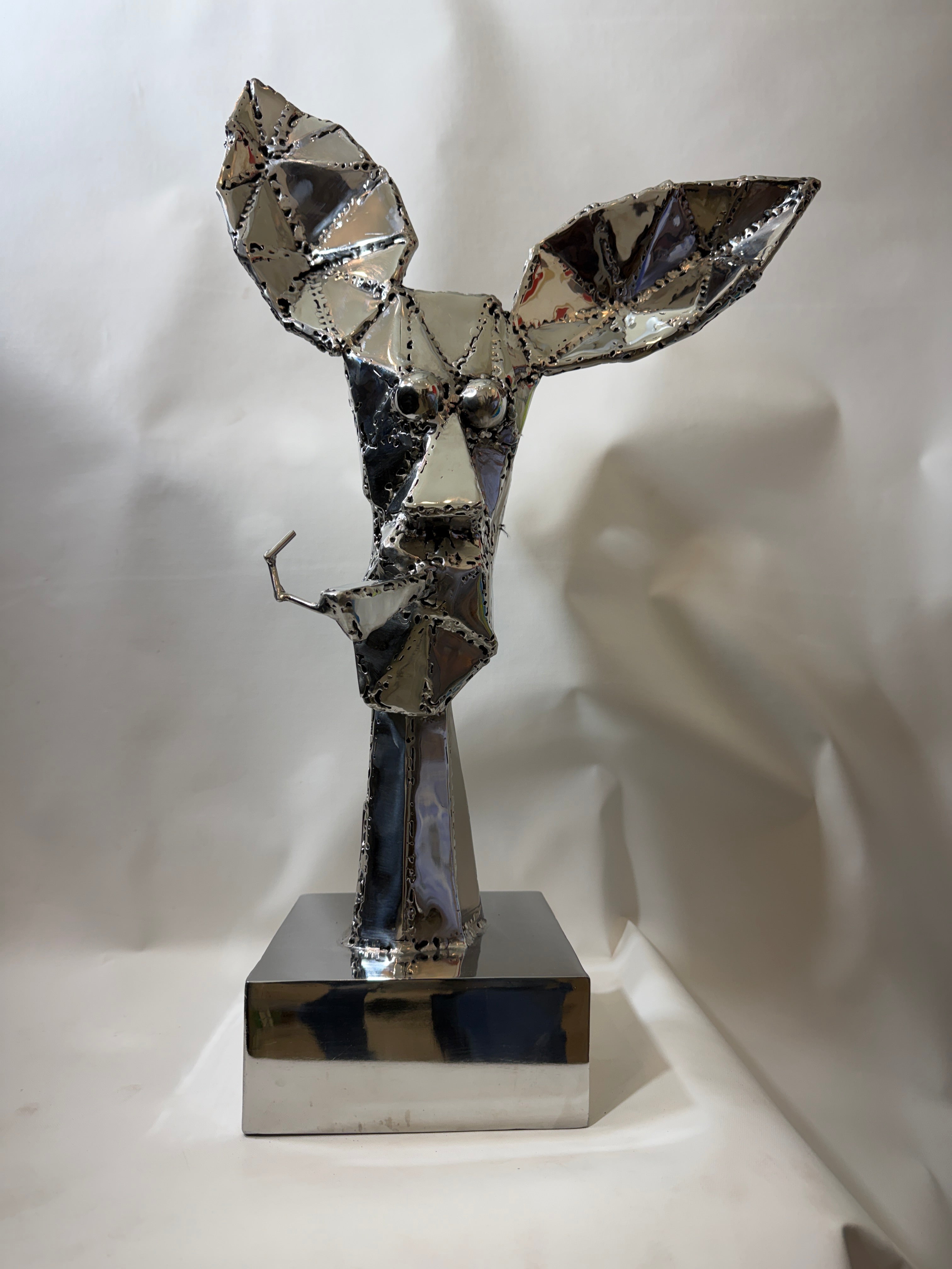 Modern Abstract Steel Deer Sculpture - Hand-Welded Art Piece