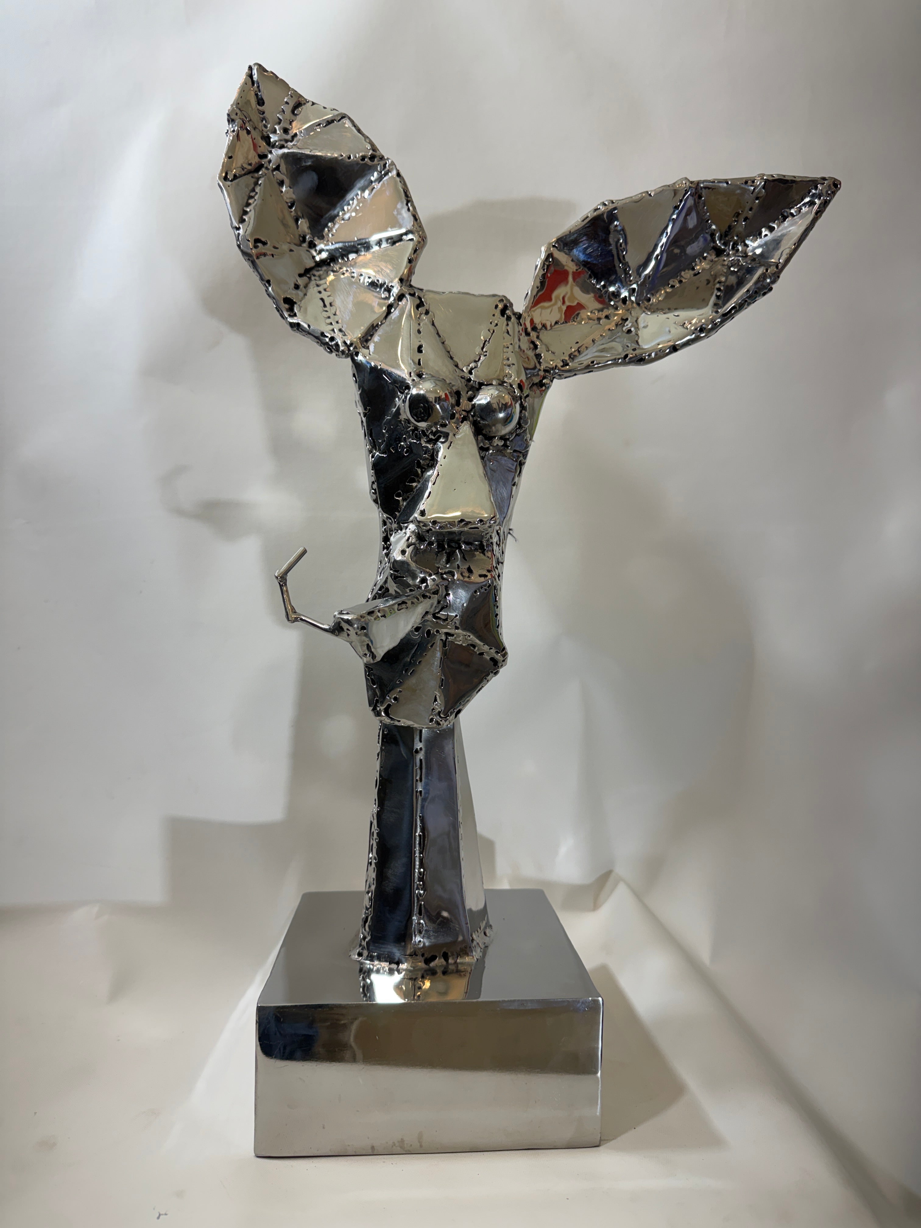 Modern Abstract Steel Deer Sculpture - Hand-Welded Art Piece