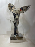 Modern Abstract Steel Deer Sculpture - Hand-Welded Art Piece