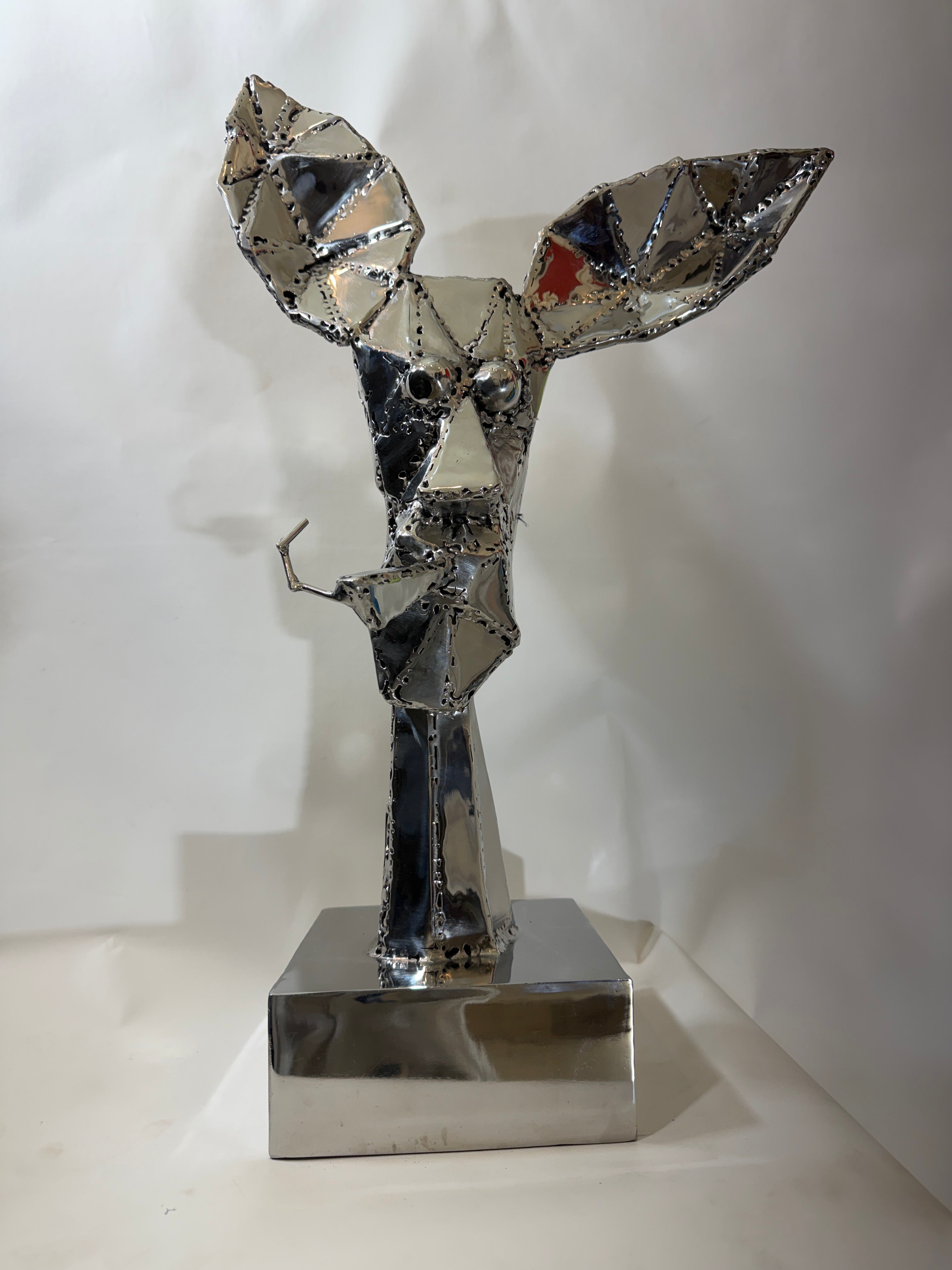 Modern Abstract Steel Deer Sculpture - Hand-Welded Art Piece