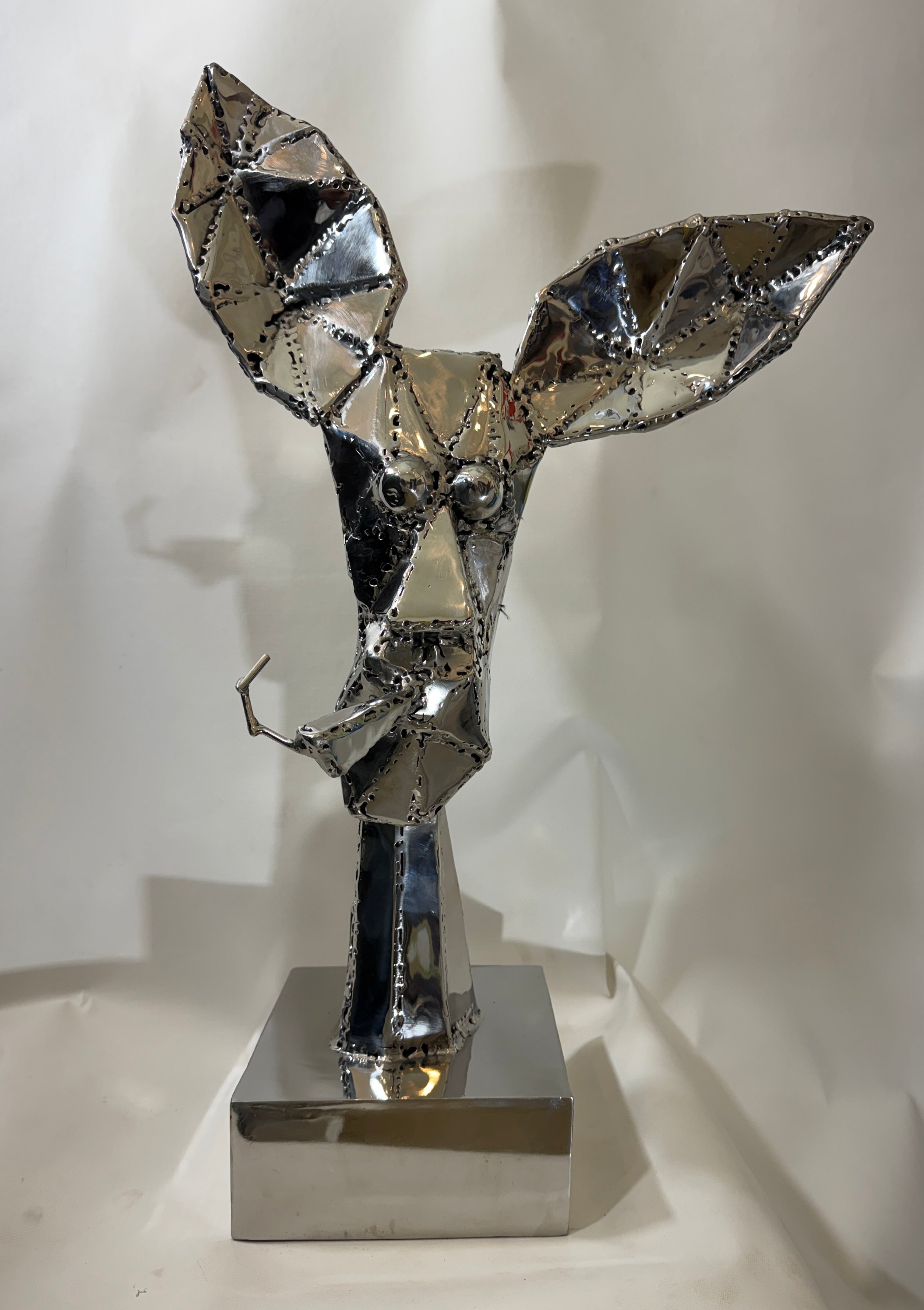 Modern Abstract Steel Deer Sculpture - Hand-Welded Art Piece