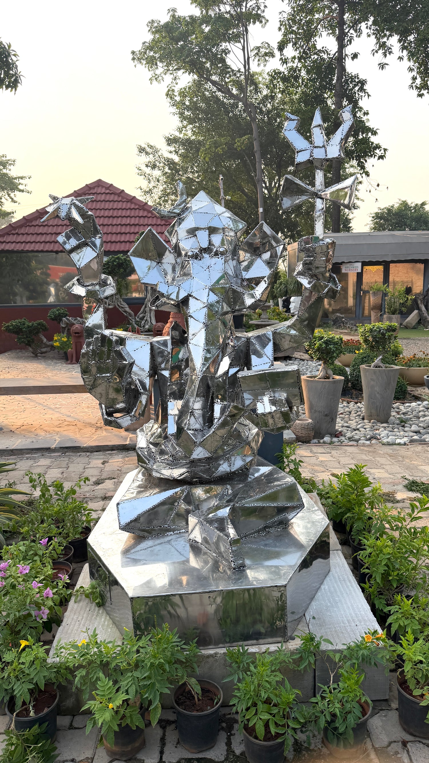 Contemporary Lord Ganesha Steel Sculpture by Artist Vikash Kalra