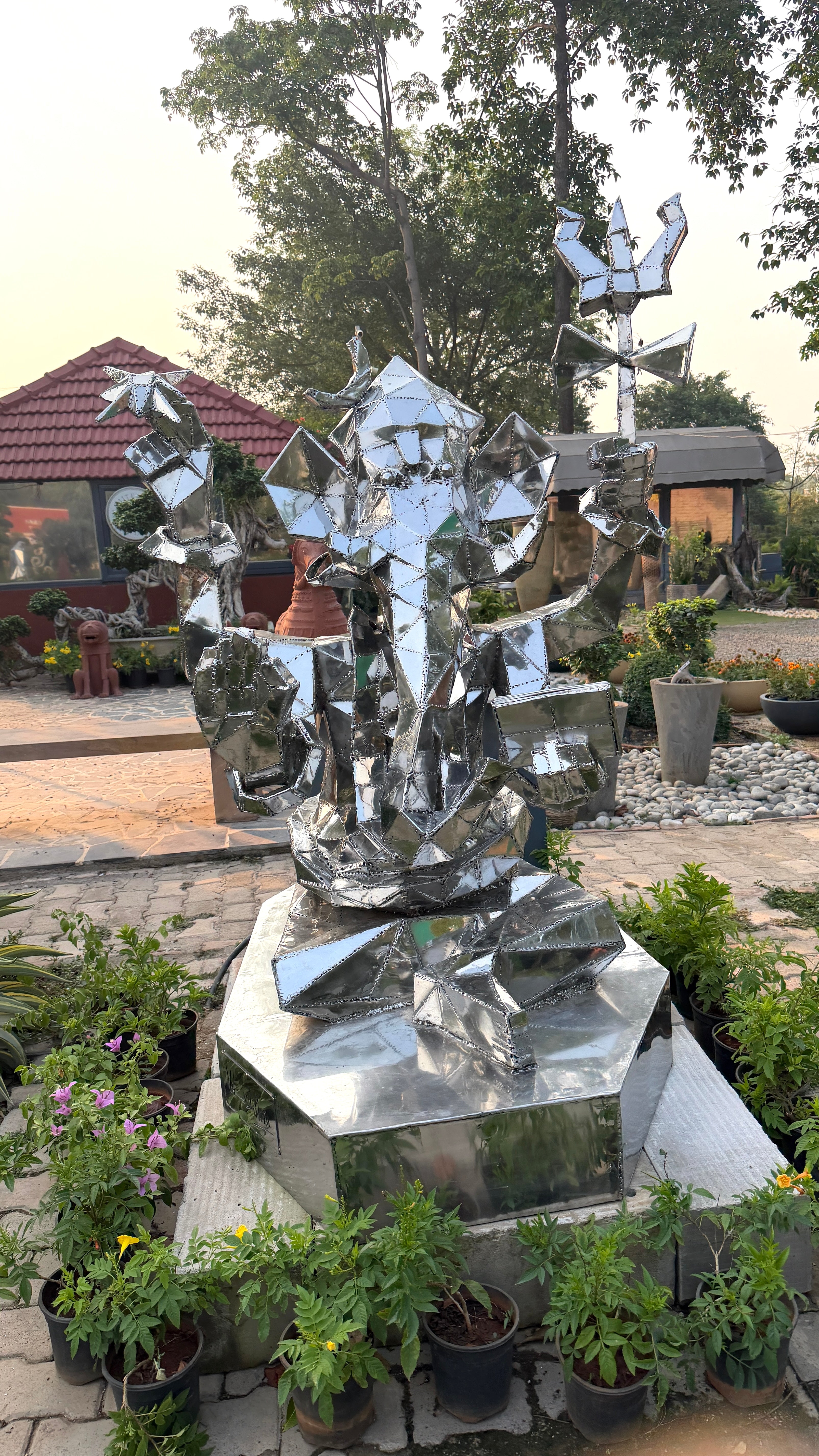 Contemporary Lord Ganesha Steel Sculpture by Artist Vikash Kalra