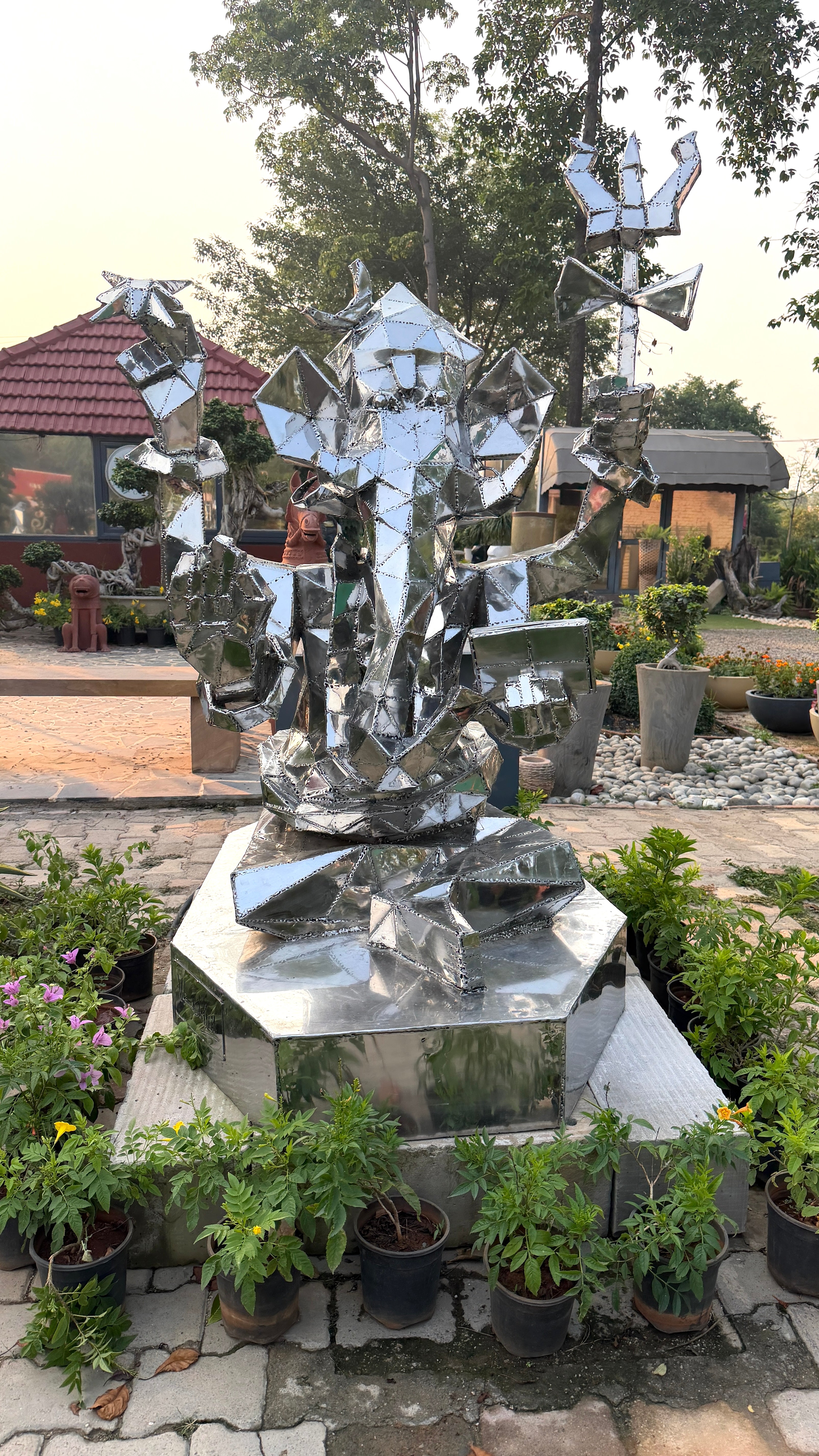 Contemporary Lord Ganesha Steel Sculpture by Artist Vikash Kalra