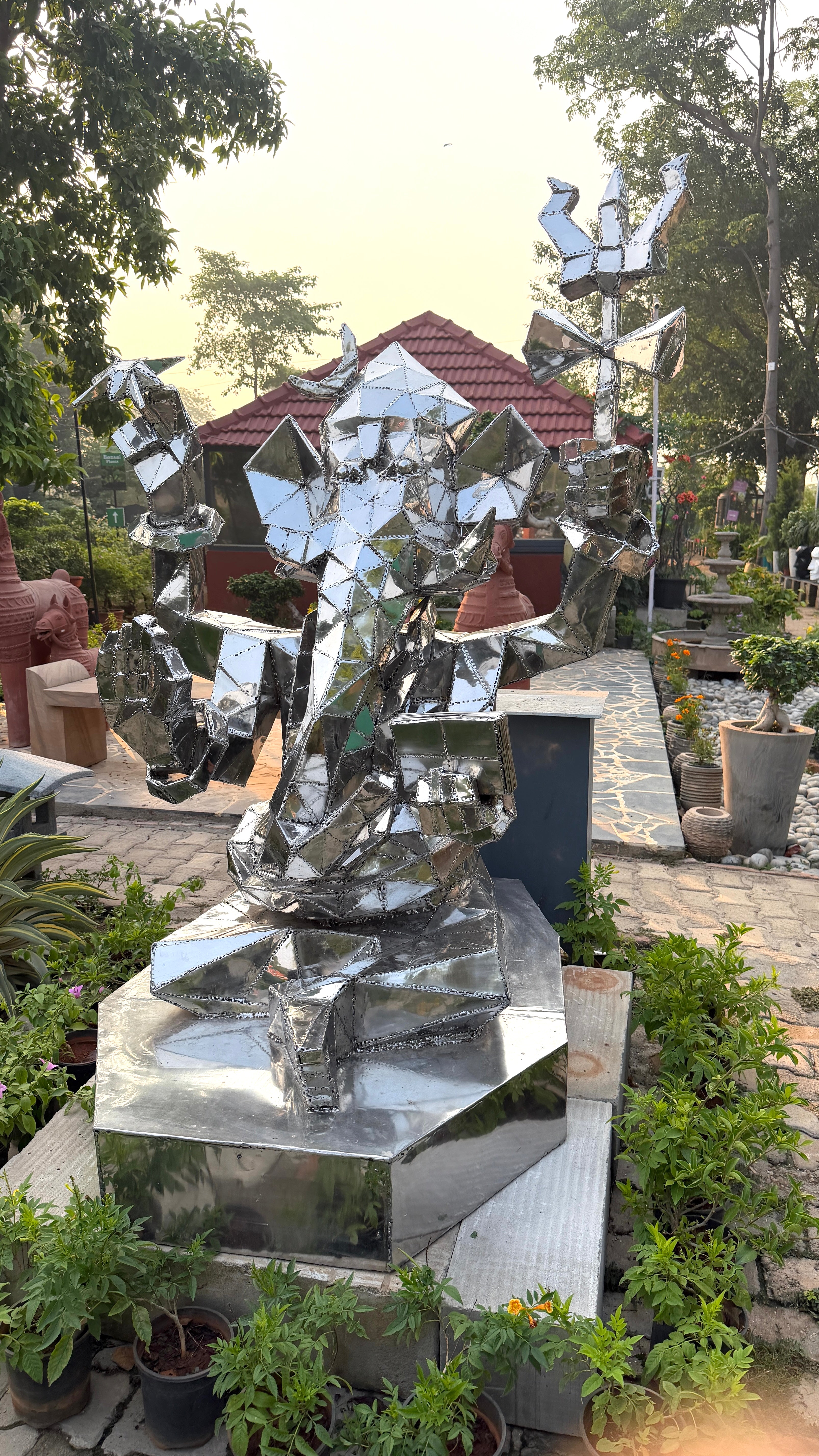 Contemporary Lord Ganesha Steel Sculpture by Artist Vikash Kalra