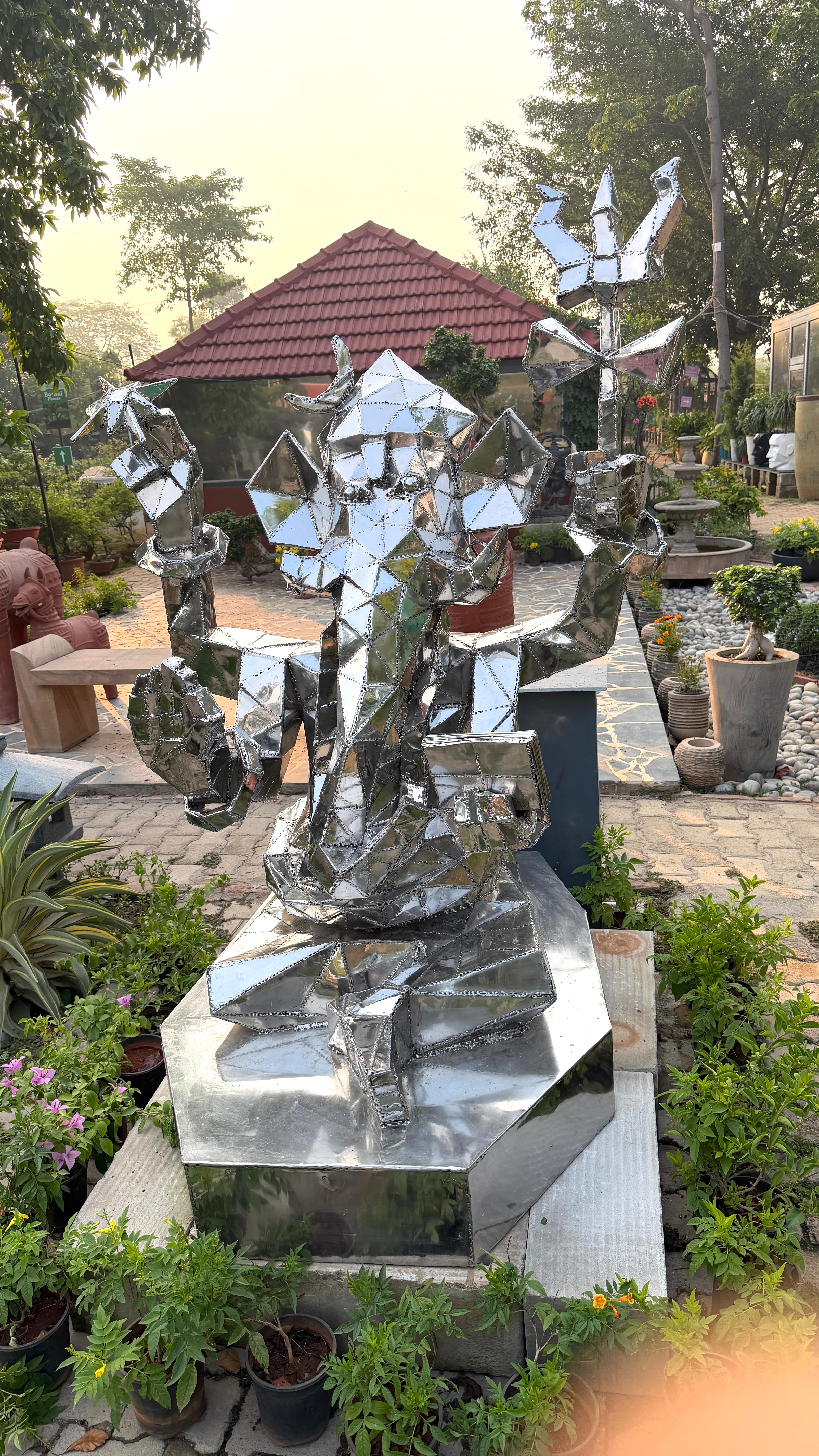 Contemporary Lord Ganesha Steel Sculpture by Artist Vikash Kalra