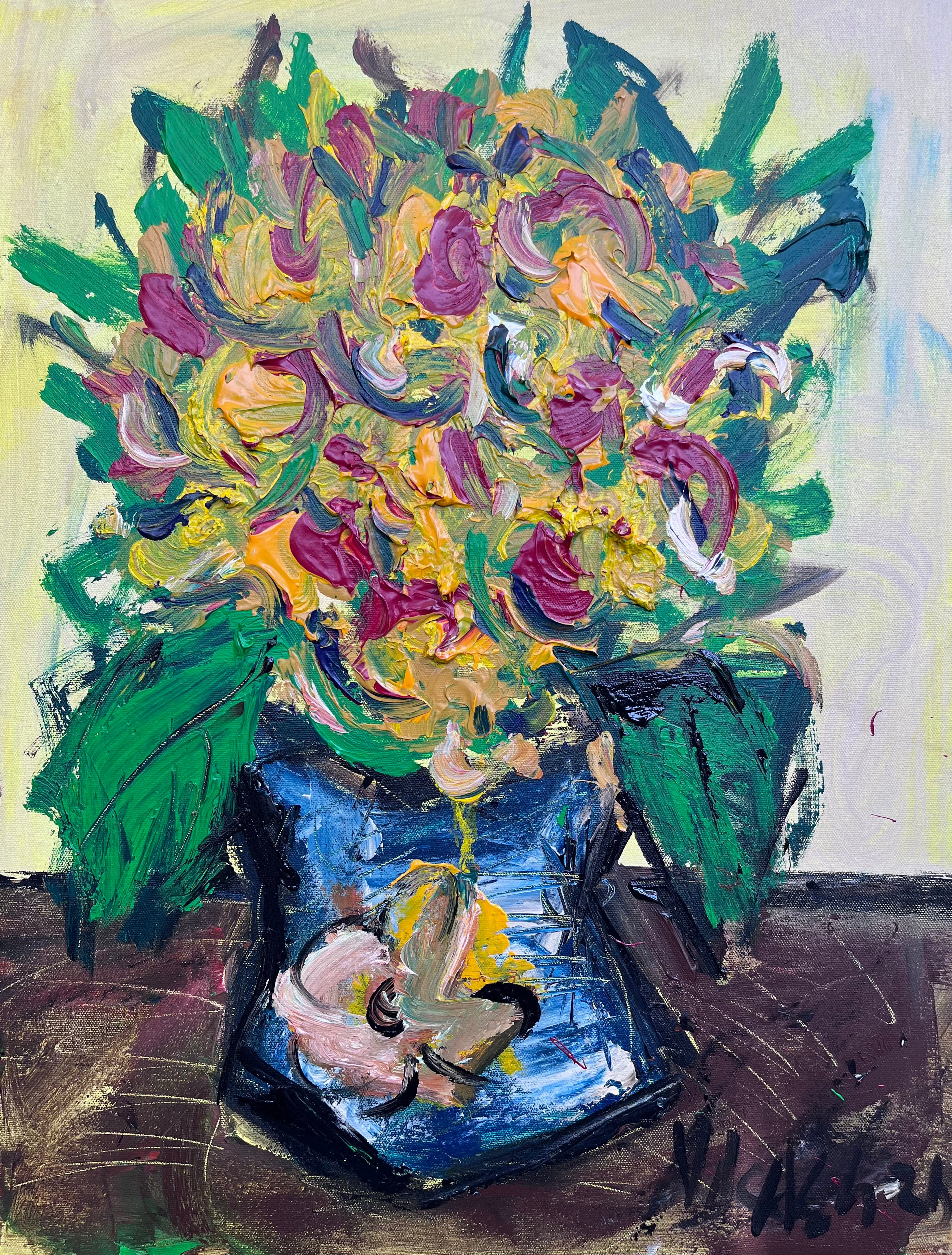Colorful Floral Vase Painting