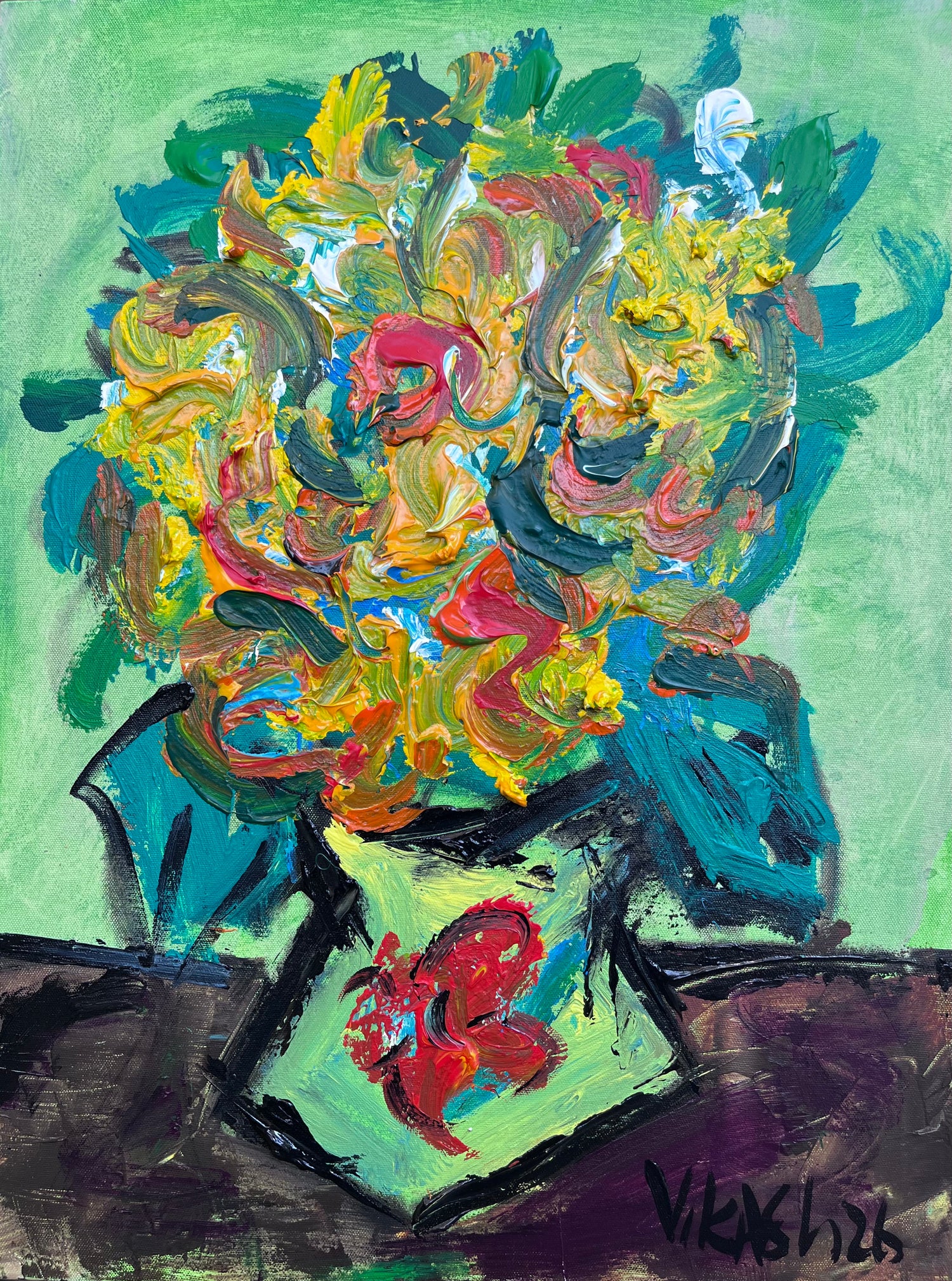 Colorful Floral Vase Painting