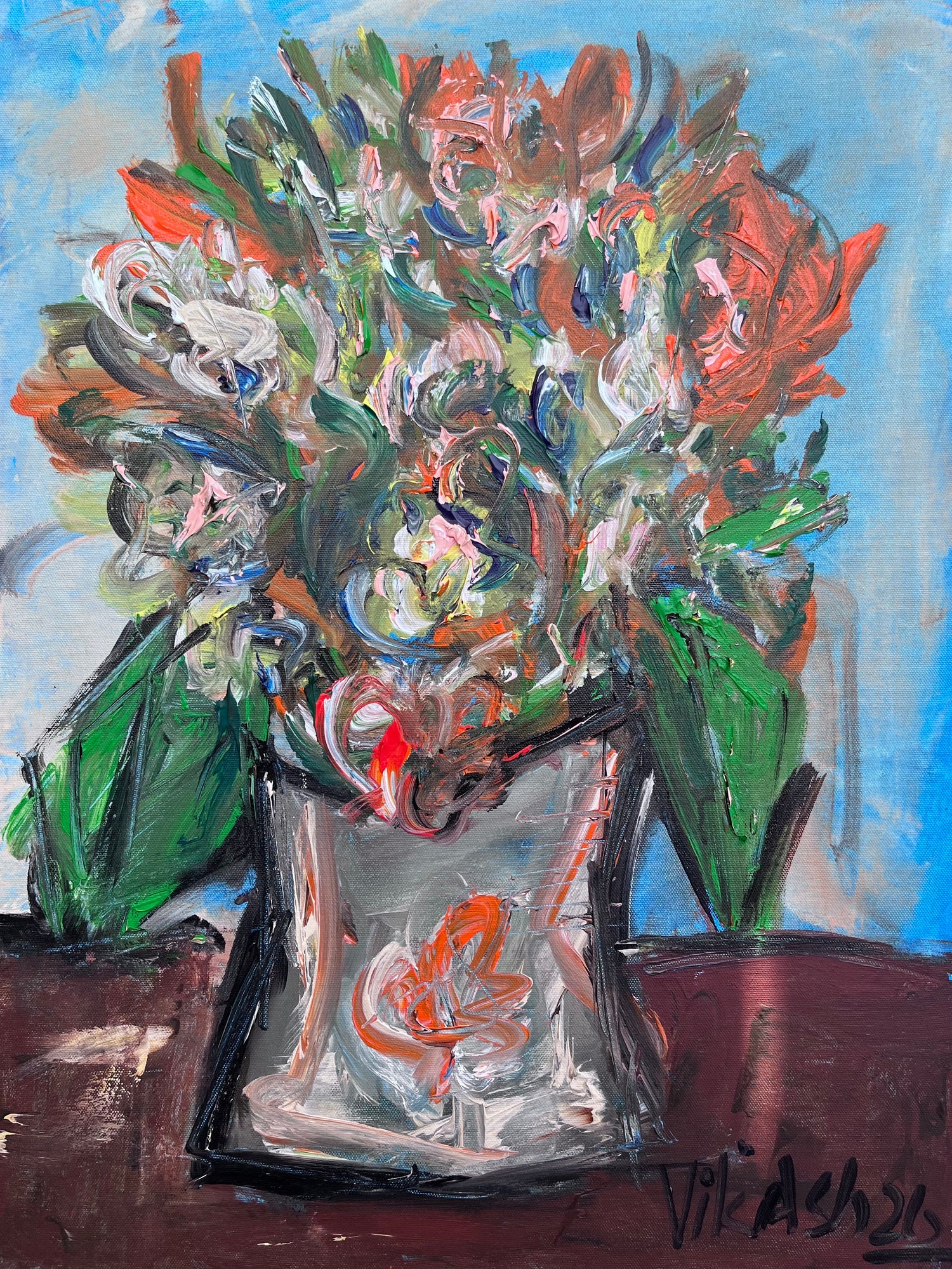 Colorful Floral Vase Painting