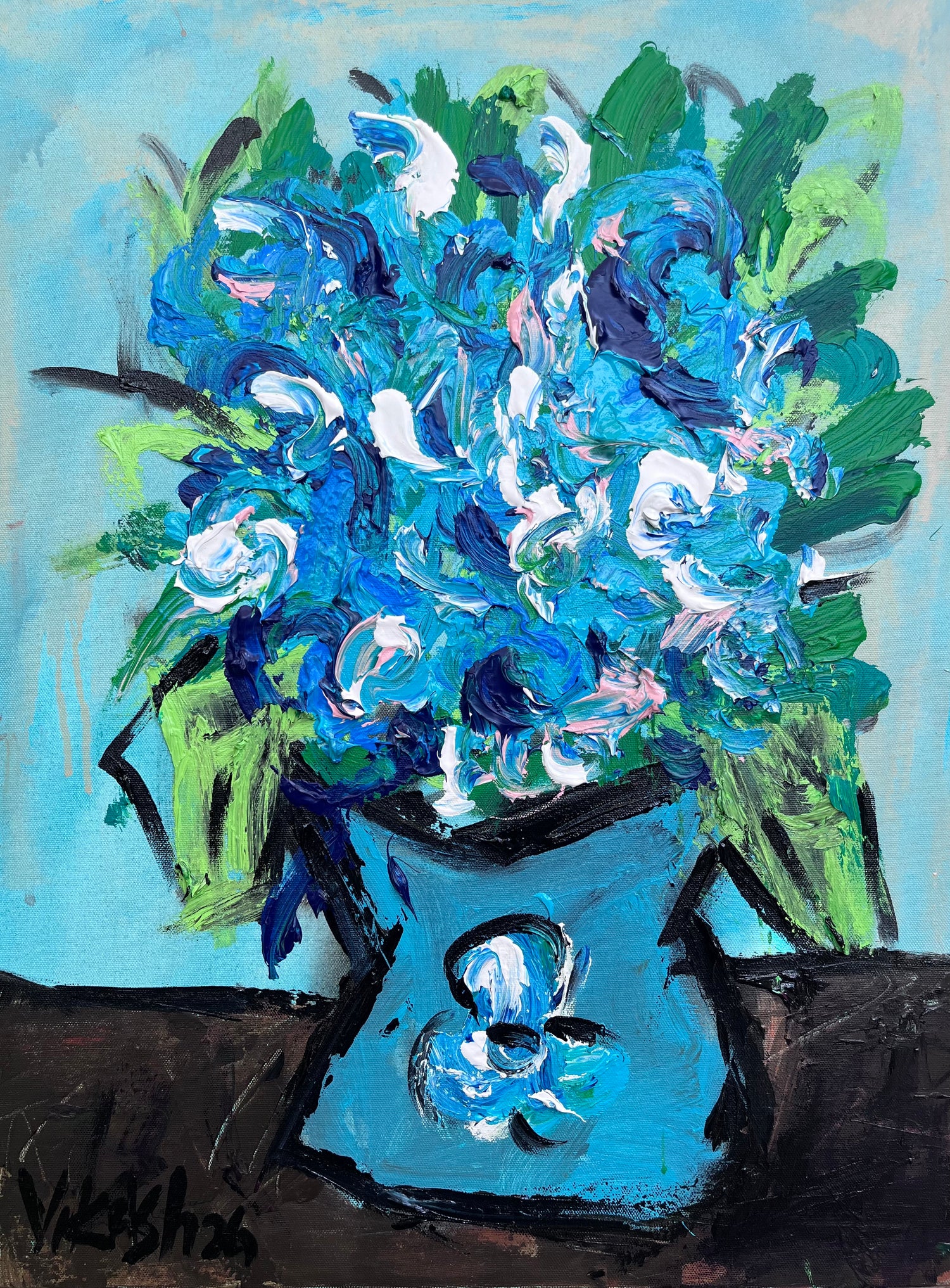 Colorful Floral Vase Painting