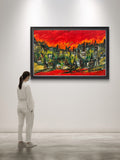 Scarlet Skyline Acrylic Painting