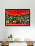 Scarlet Skyline Acrylic Painting