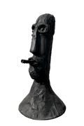 Abstract Black Face Sculpture