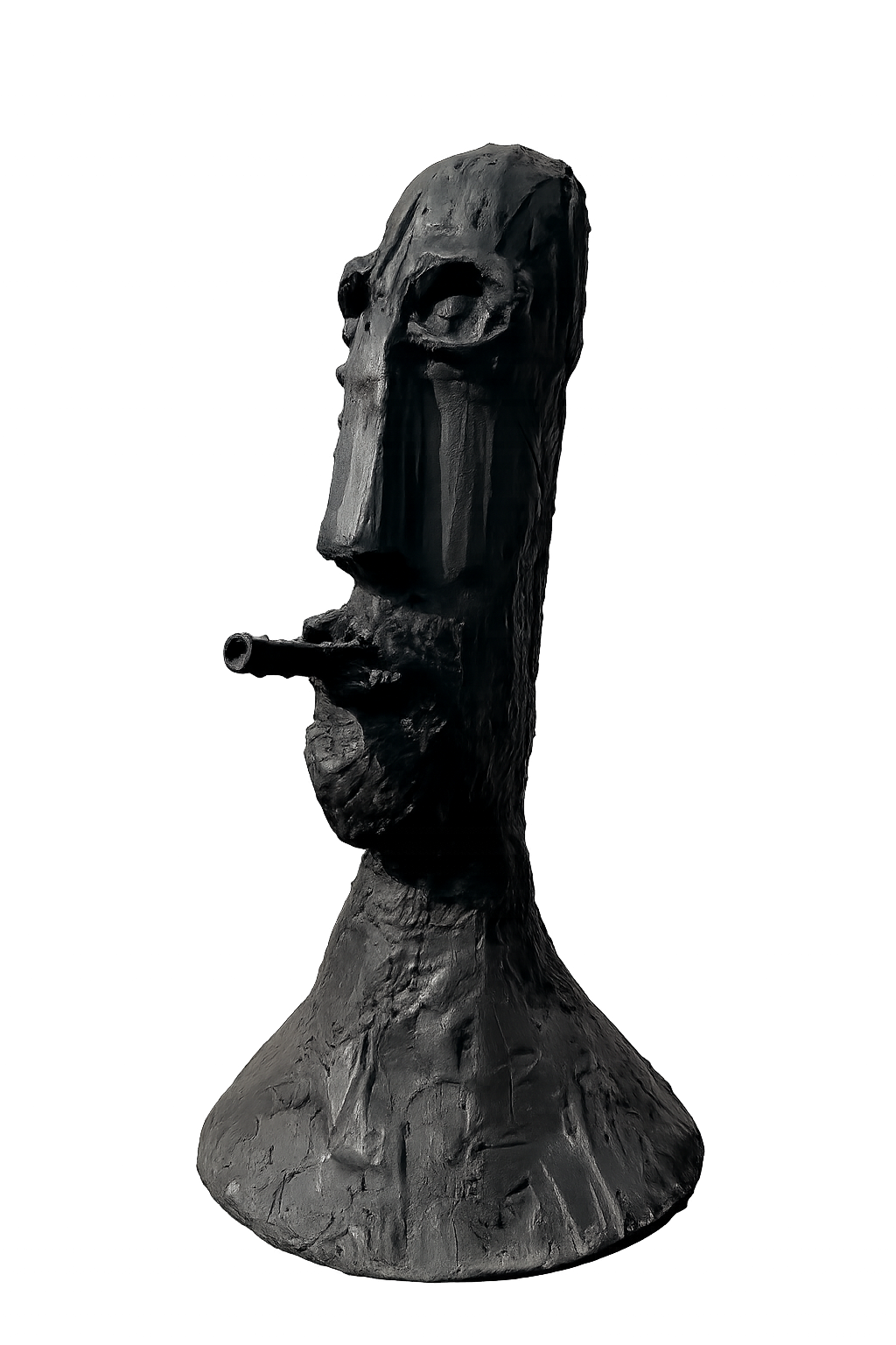 Abstract Black Face Sculpture