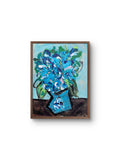Colorful Floral Bouquet in Blue Vase Canvas Wall Art