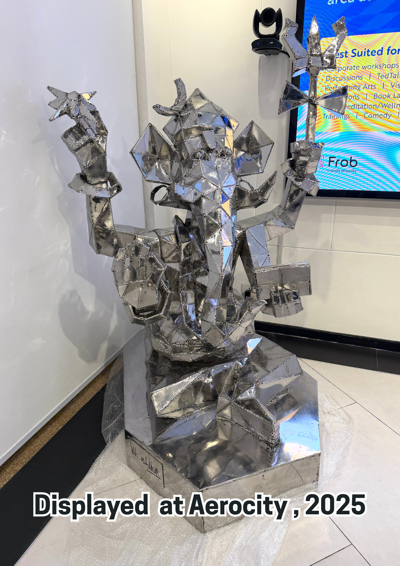 Modern Lord Ganesha Stainless Steel Sculpture by Artist Vikash Kalra