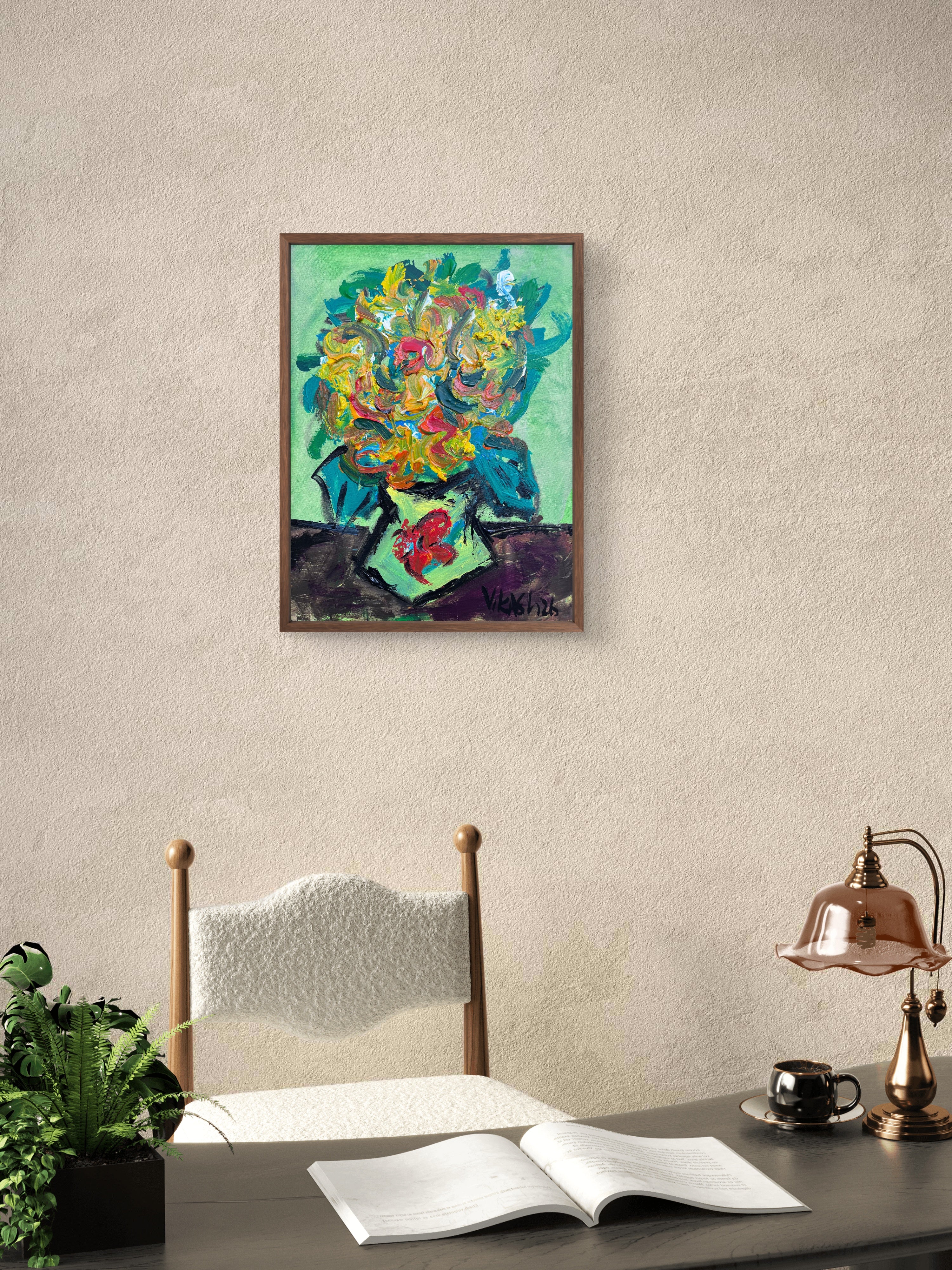 Vibrant Yellow Flower Vase Wall Art