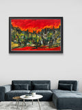 Scarlet Skyline Acrylic Painting