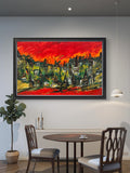 Scarlet Skyline Acrylic Painting