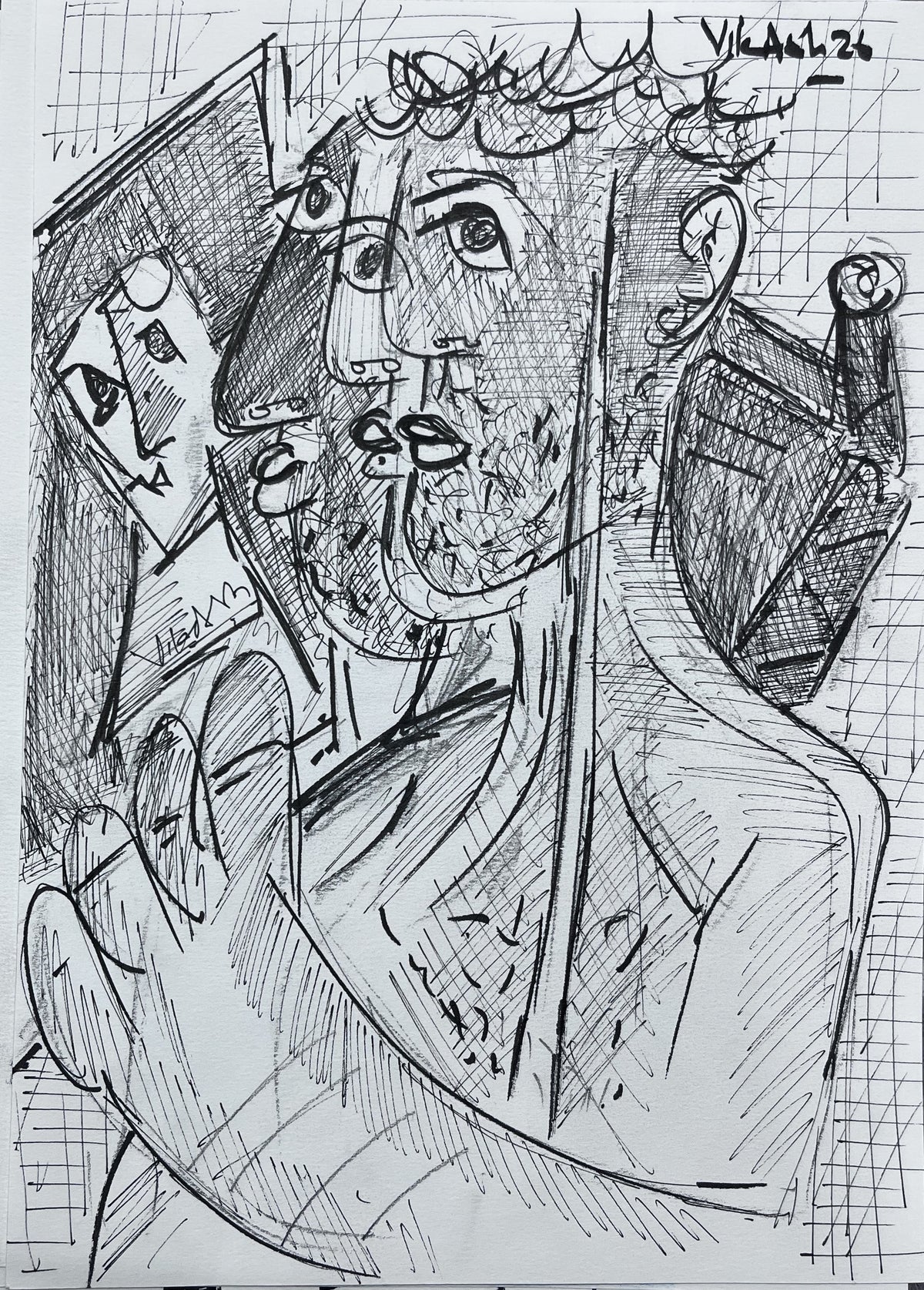 Original Ink Portrait Sketch