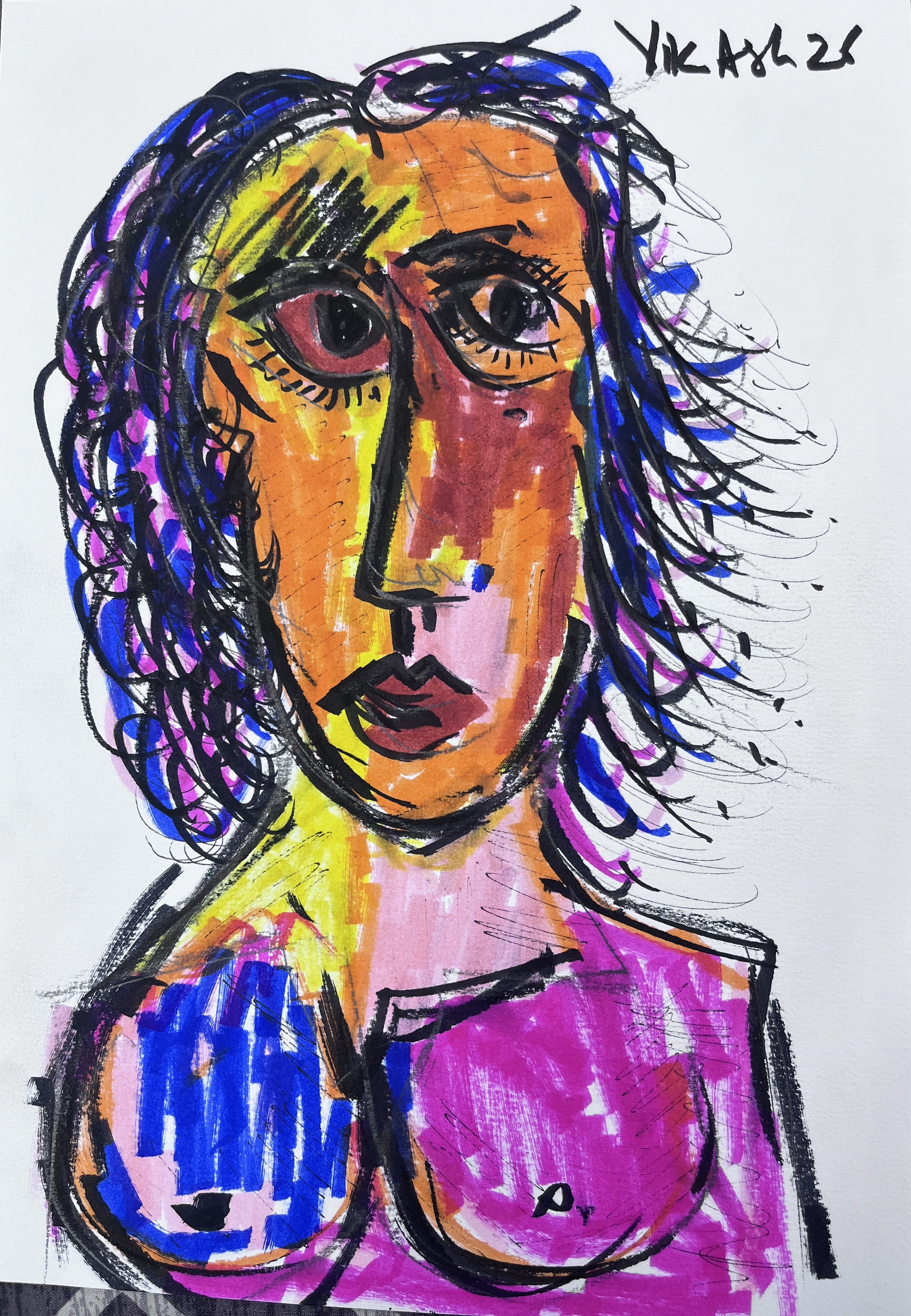 Expressionist Portrait in Vibrant Colors