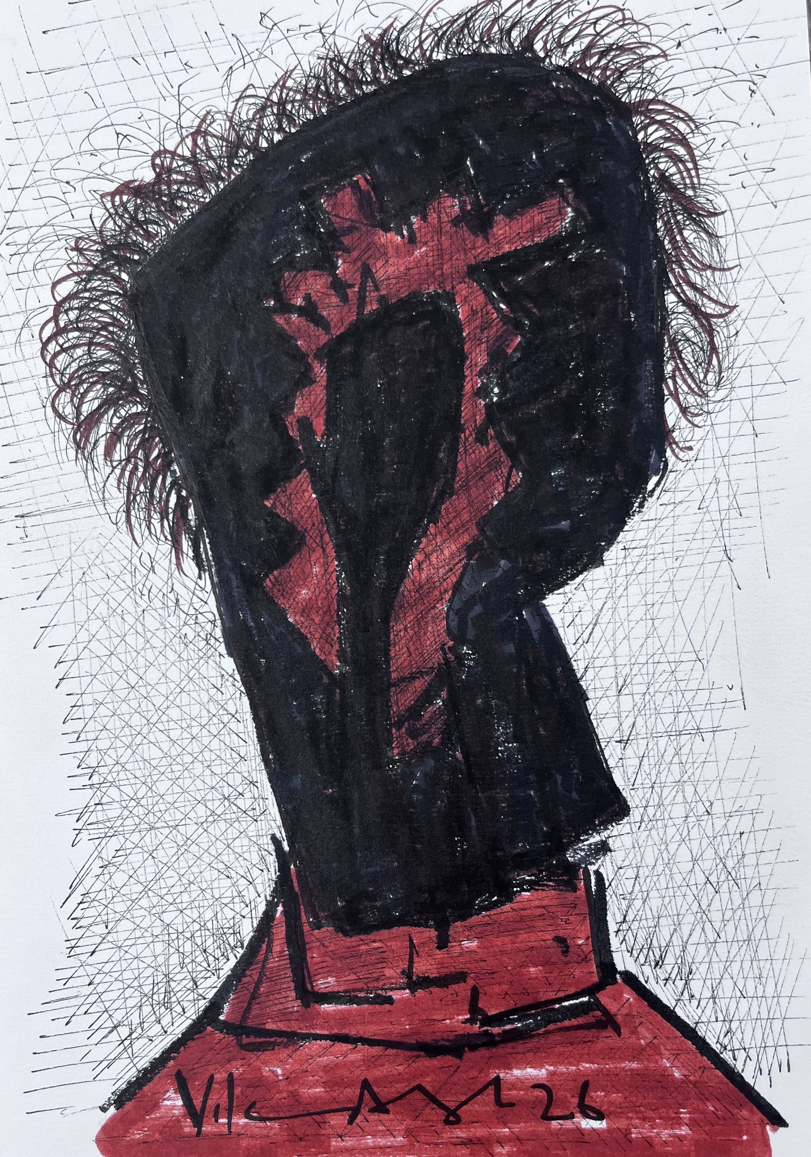 Abstract Crimson Portrait