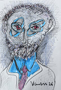 Blue Contemporary Face Sketch