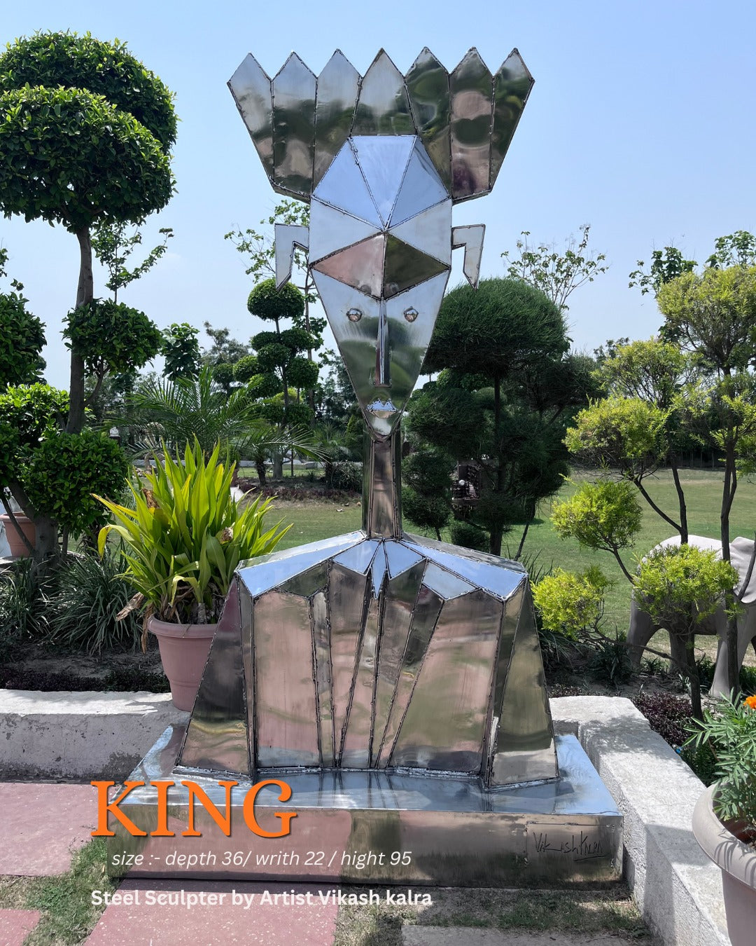 King Steel Sculpture by Artist Vikash Kalra