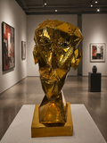 Golden Facets – Abstract Geometric Face Sculpture