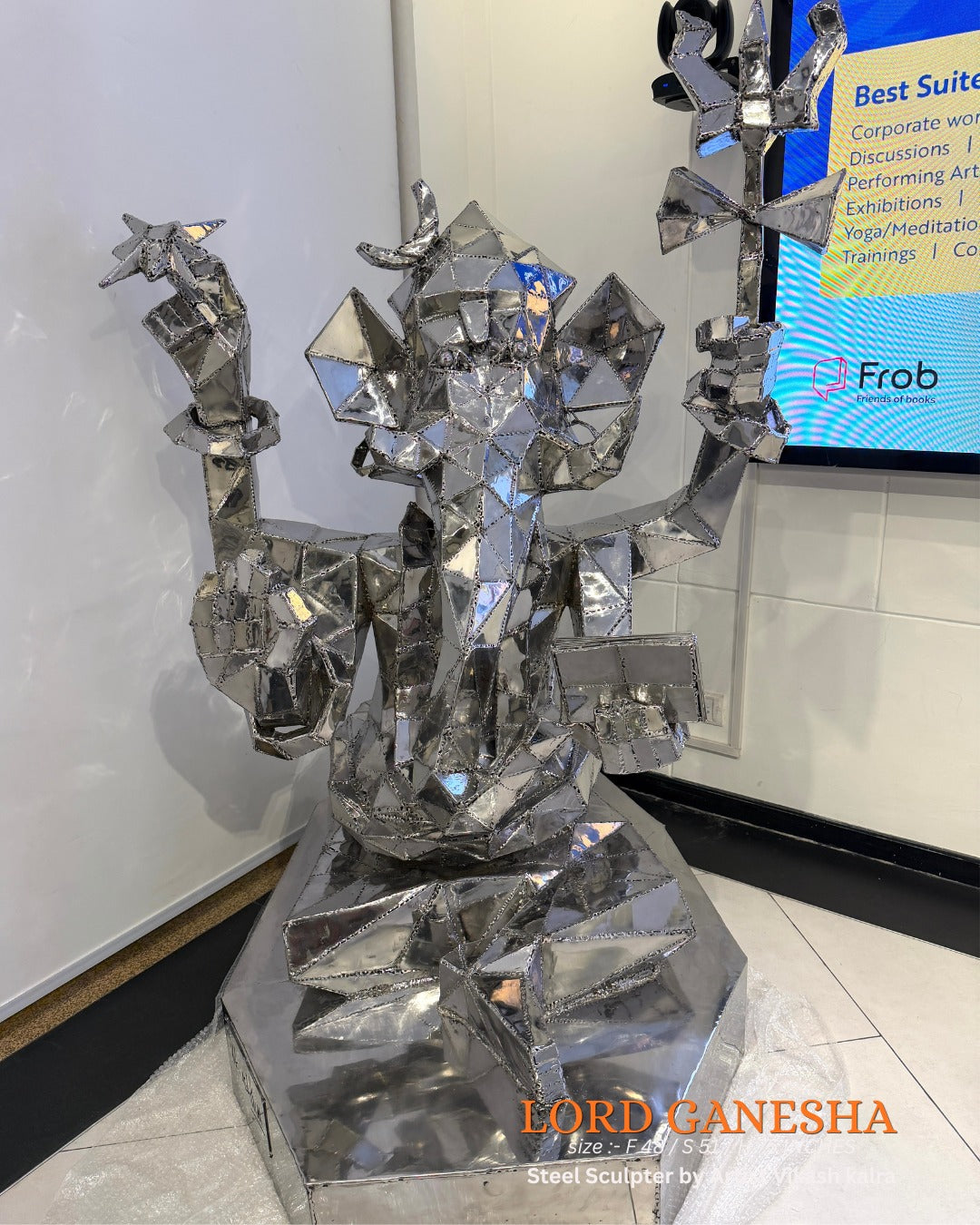 Lord Ganesha Steel Sculpture