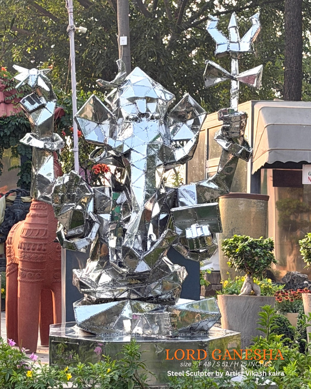 Lord Ganesha Steel Sculpture